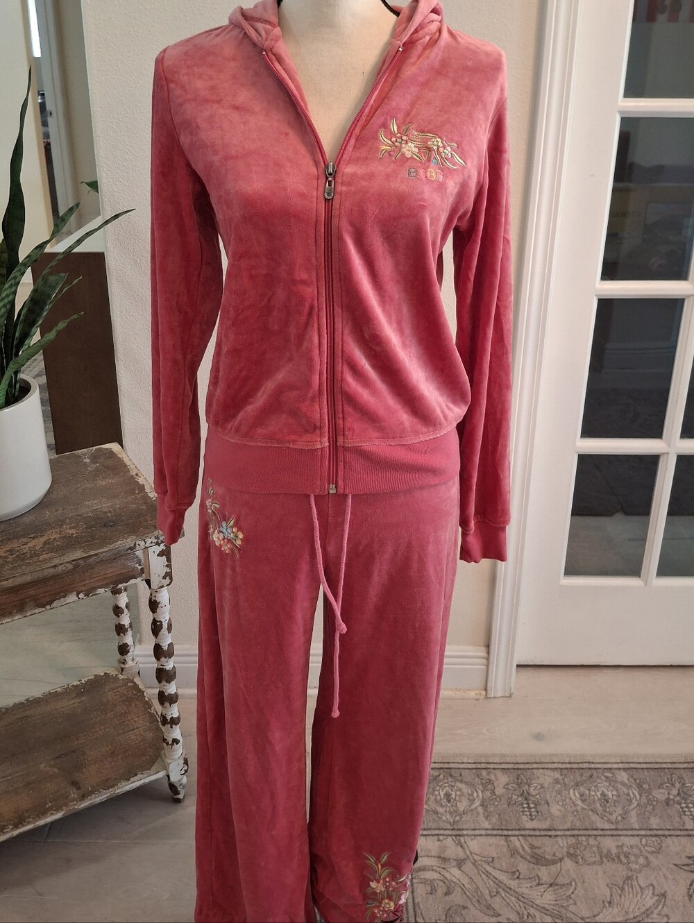 Y2k Vintage BCBGMaxAzria Velour Tracksuit Set With Peacock